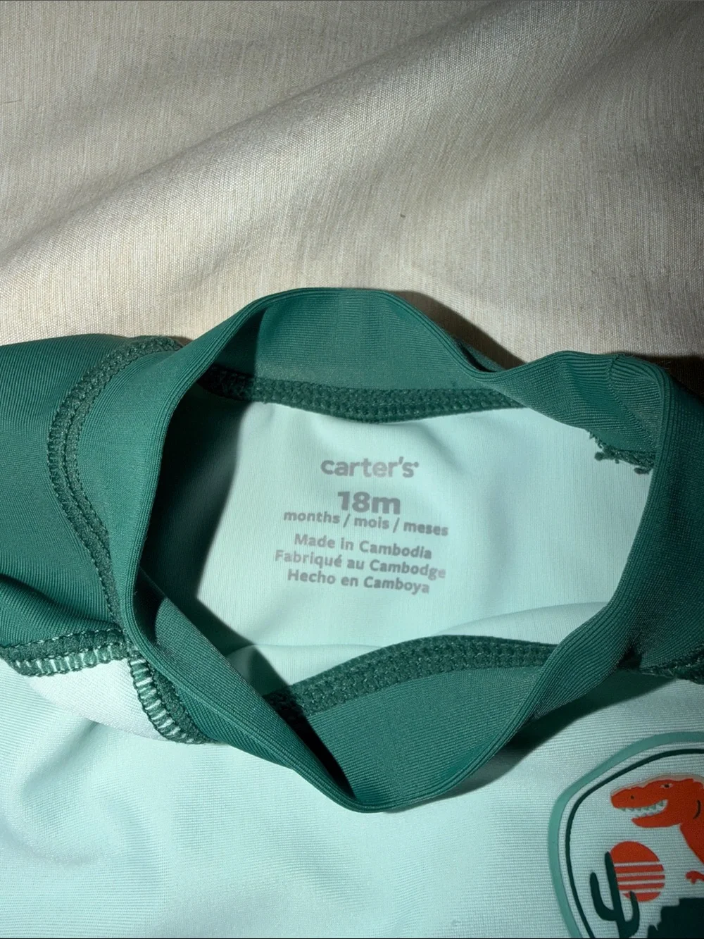 Carter's Green Two-Tone Dino Rashguard Swim Set